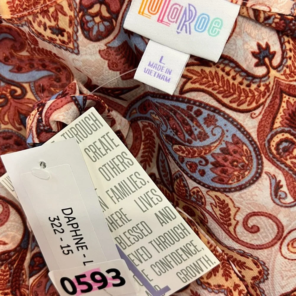 NWT LuLaRoe Daphne Kimono Paisley‎ Floral Print Sheer Multicolor Size L